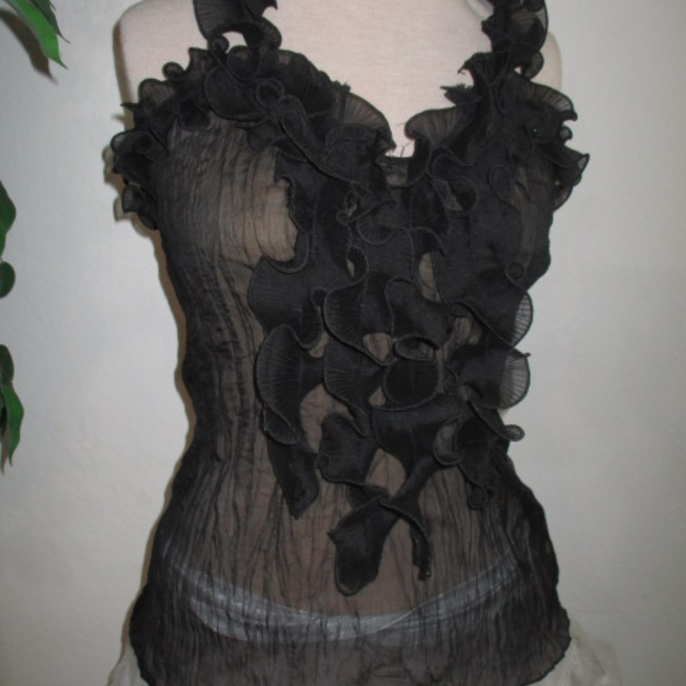 Sheer See through Tank  lace ruffles sexy fairy  romantic whimsygoth medium
